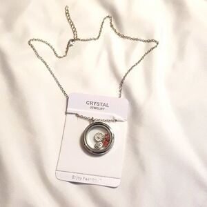 Women's Crystal Jewelry Floating charm round pendant with 18" chain